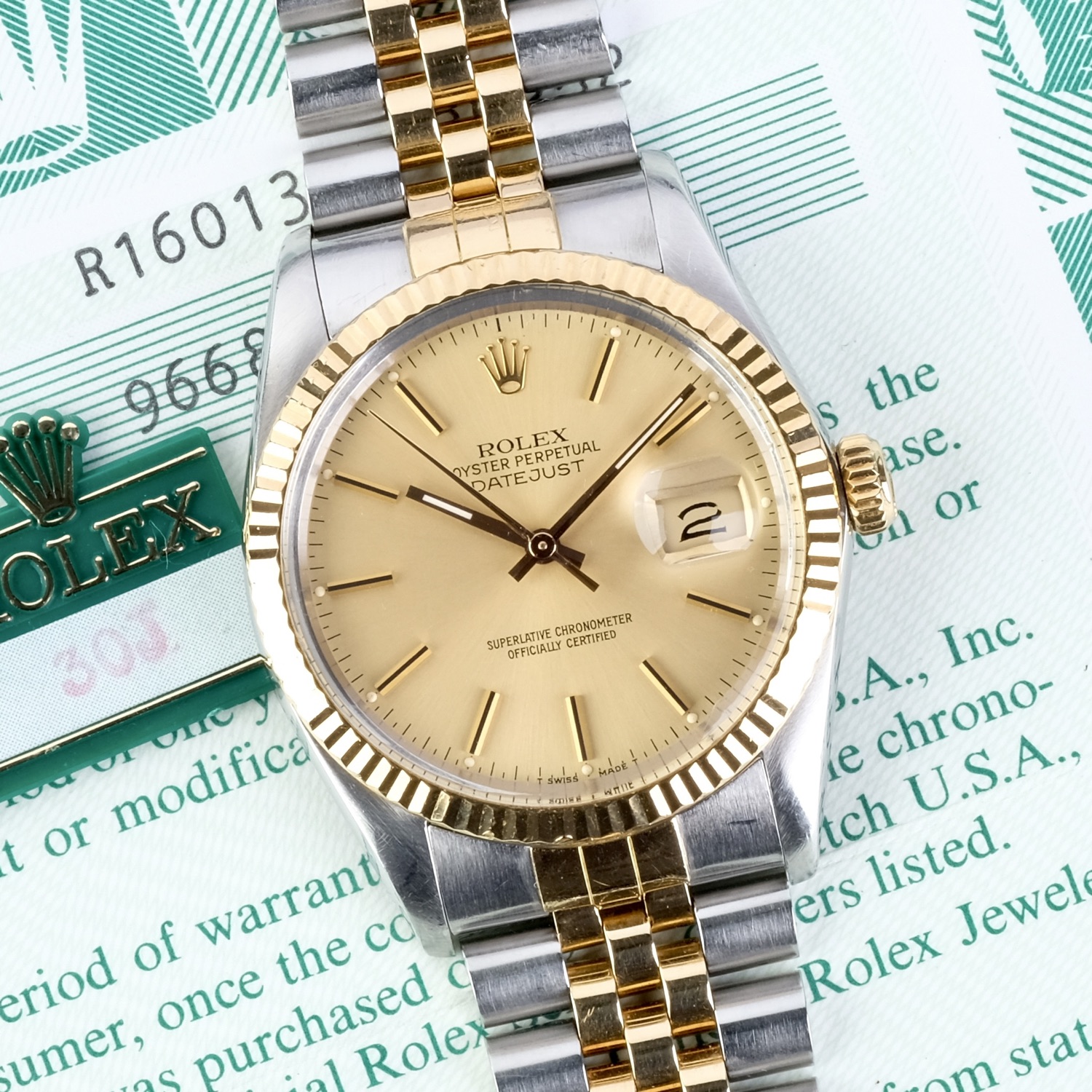 Rolex Datejust Two-Tone 18K and Stainless Steel Ref 16013, Boxed